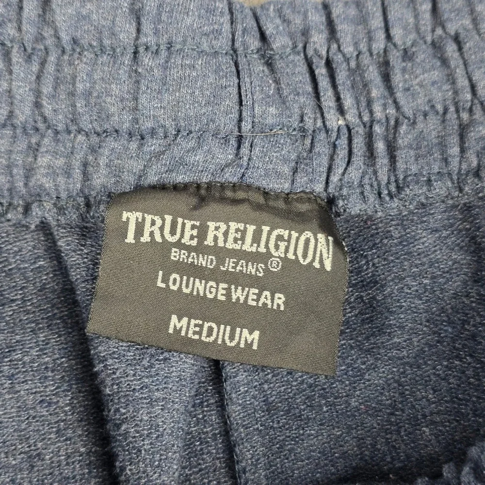 True Religion Mens Loungewear Joggers Navy Blue Horseshoe Logo Sweatpants Medium